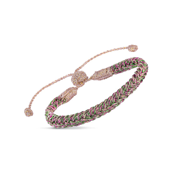 Bracelet Eya Braided - Rose Gold Lime Raspberry