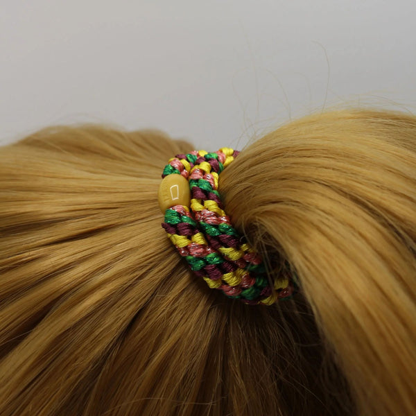 Hair Ties - Mix Green-Yellow-Pink Glitter