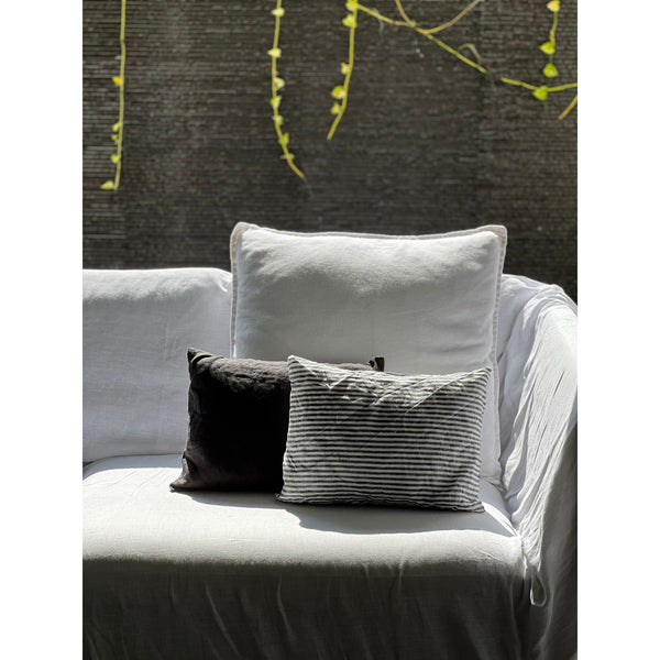 MINI Linen Cushion - Black Stripes