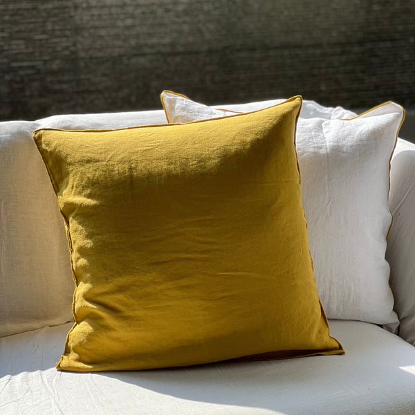 Linen Cushion Cover - Ochre