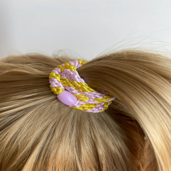 Hair Ties - Yellow Pink Stripe