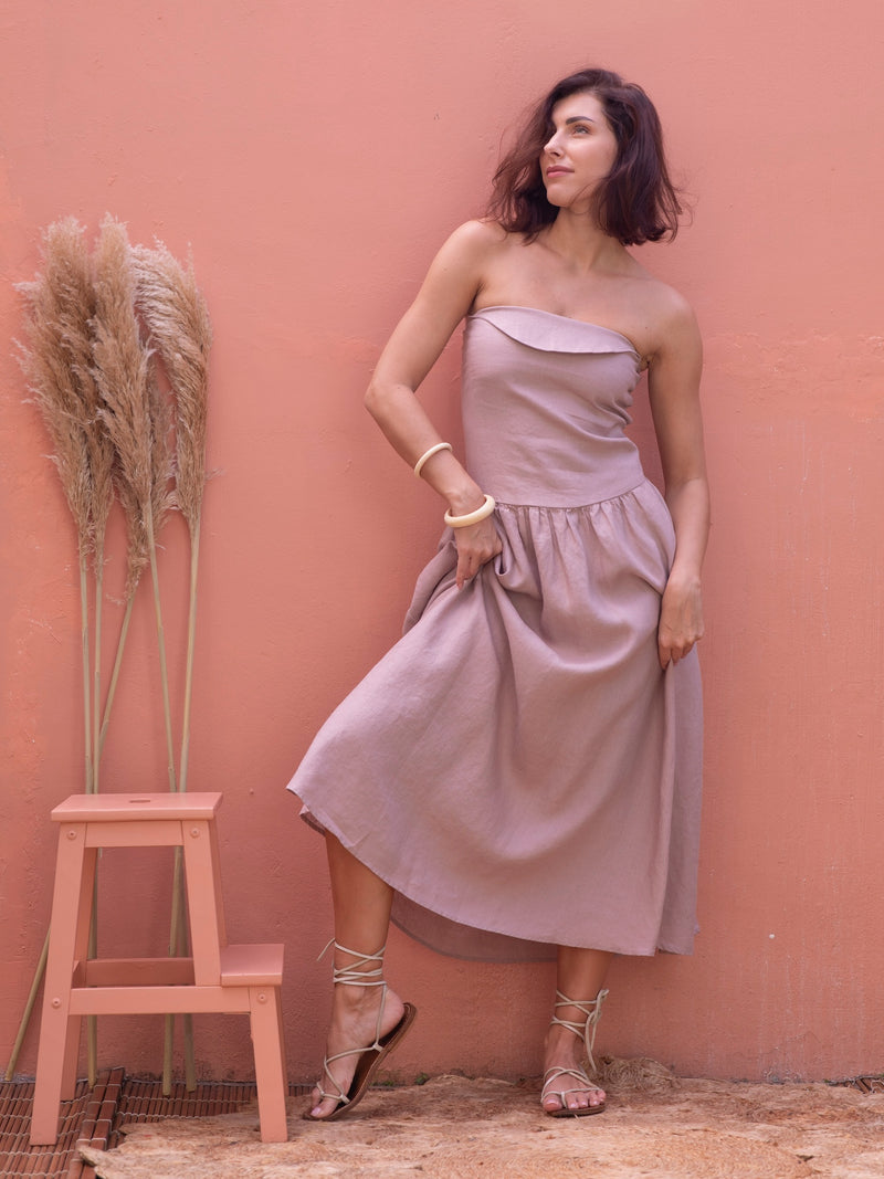 Strapless Dress - Ash Pink