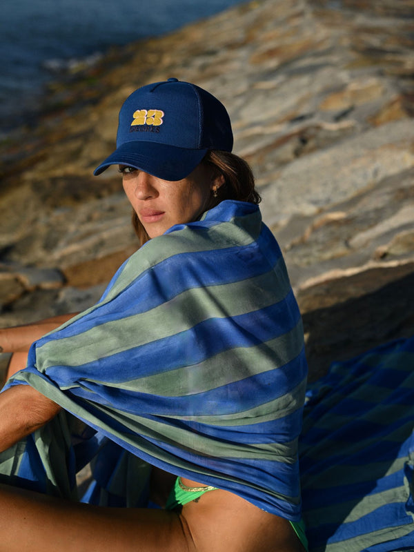 Striped Sarong - Navy / Celadon