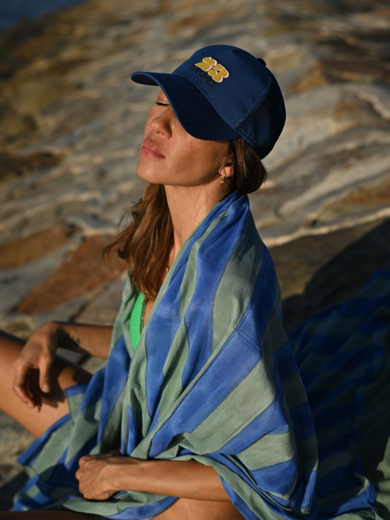 Striped Sarong - Navy / Celadon