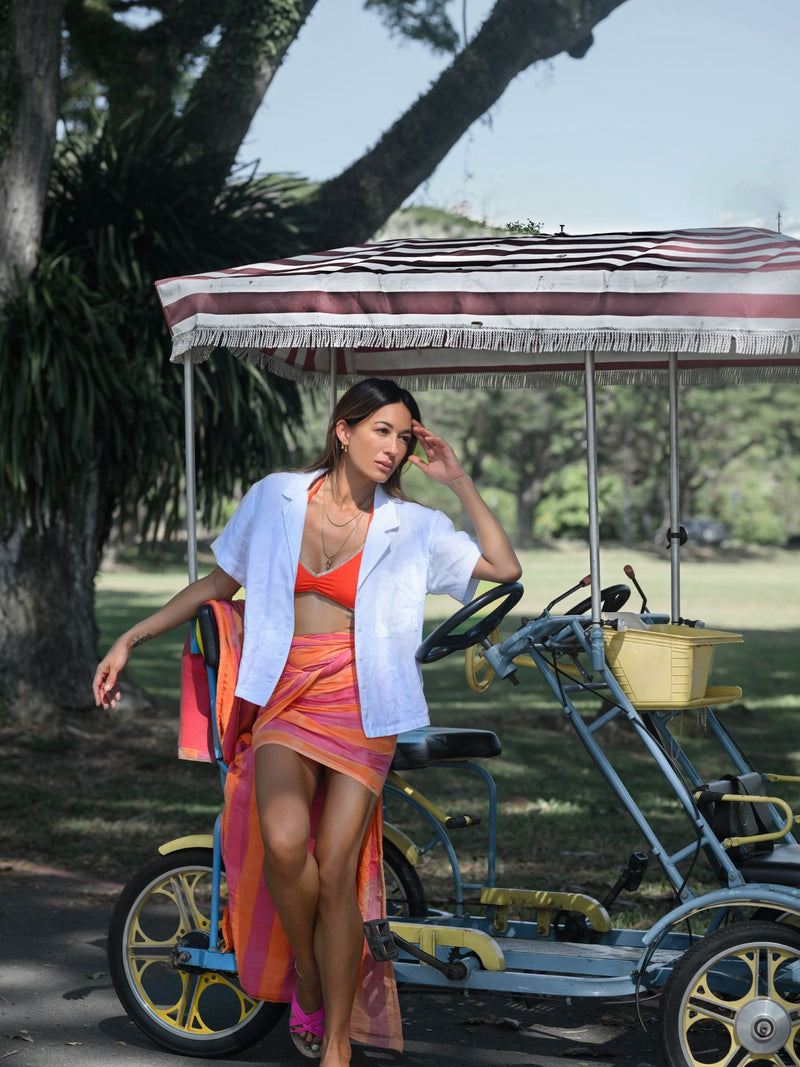 Striped Sarong - Mandarin / Raspberry
