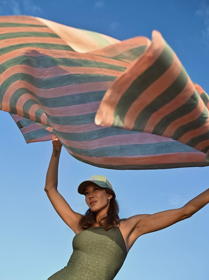 Striped Sarong - Blush / Celadon