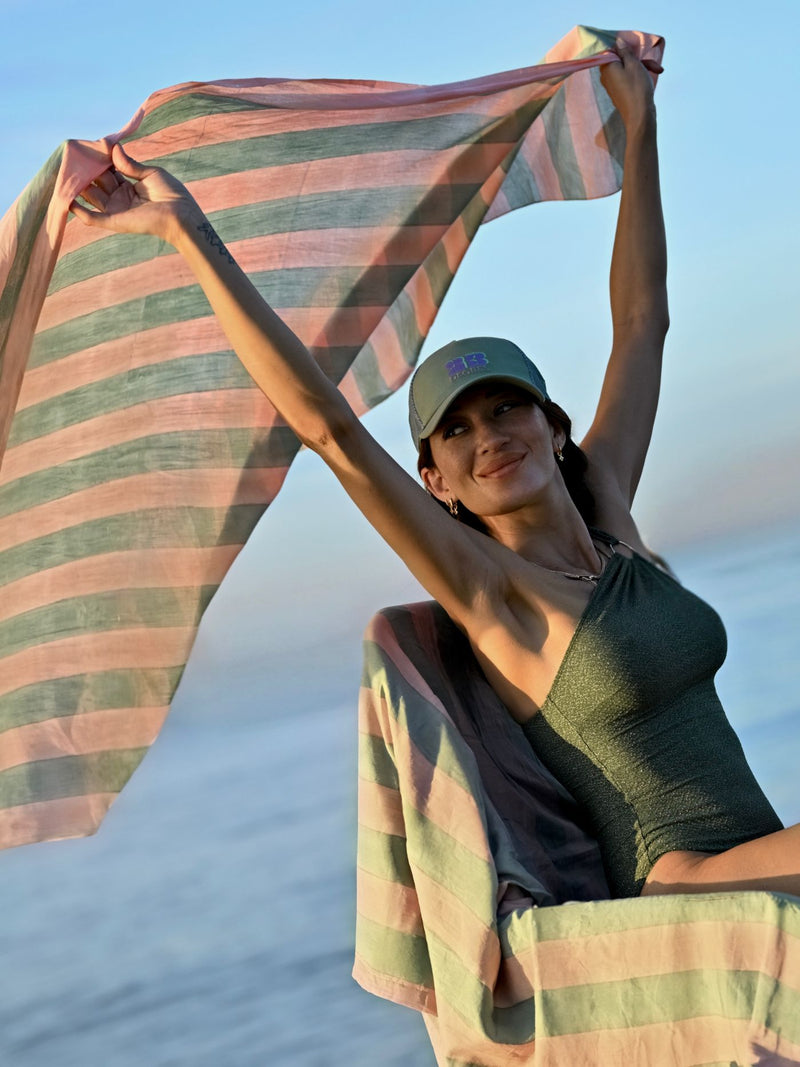 Striped Sarong - Blush / Celadon