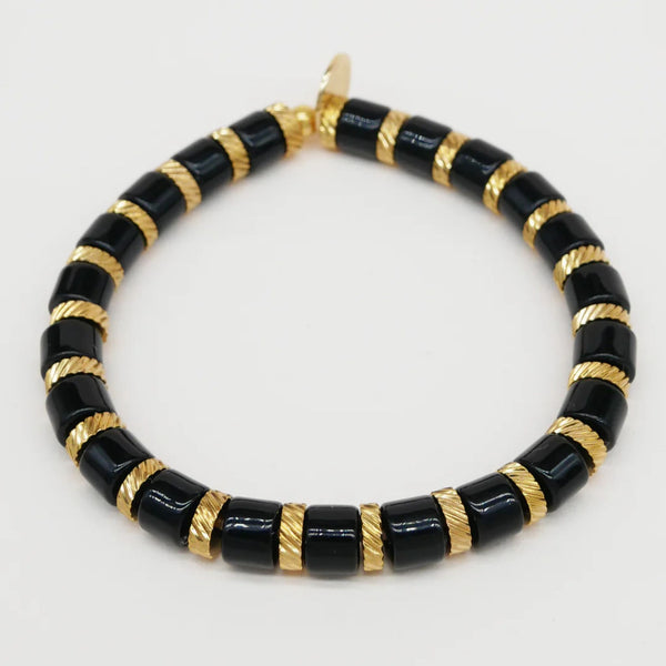 Hair Ties Bracelet - Stripes Gold Black Bichou