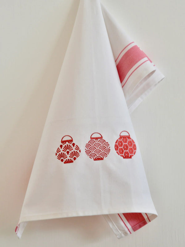 Tea Towel with Red 3 Lanterns