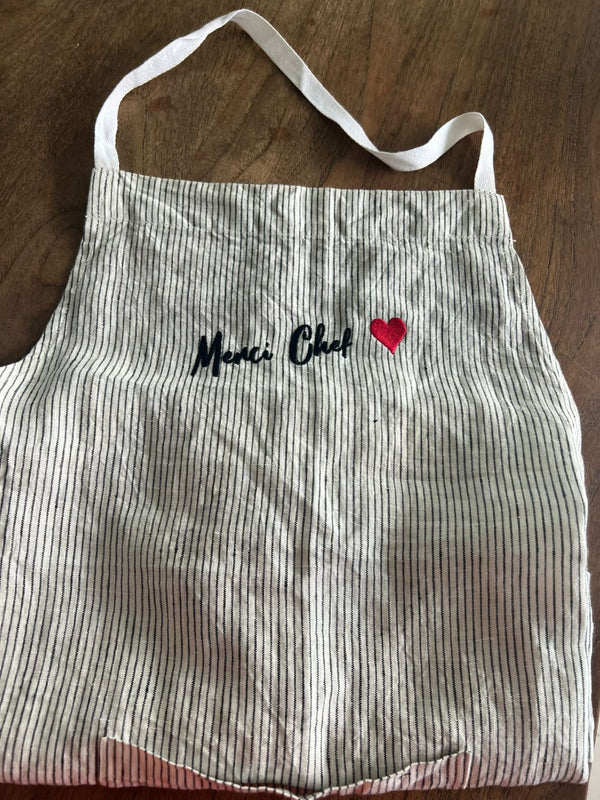Merci Chef Apron - Pinstripes