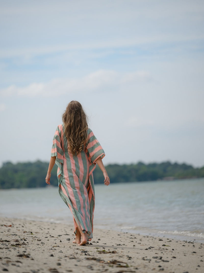 Striped Kaftan - Blush/Celadon