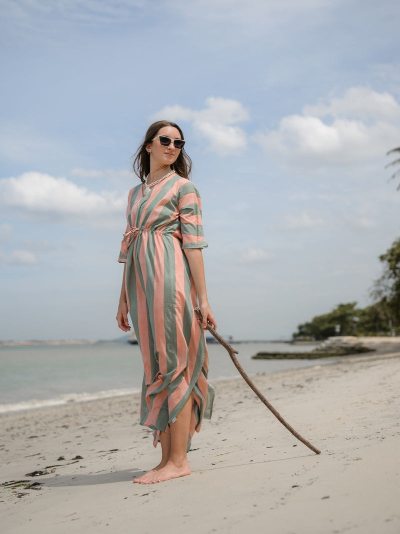 Striped Kaftan - Blush/Celadon