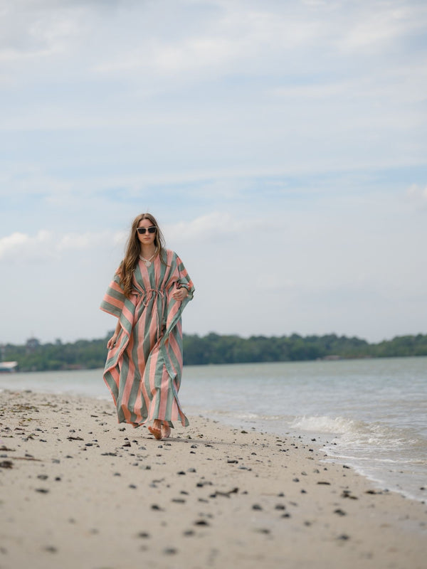 Striped Kaftan - Blush/Celadon
