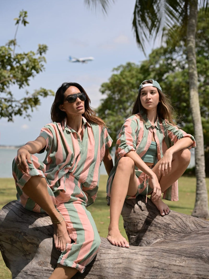 Striped Long Sleeve Shirt - Blush/Celadon