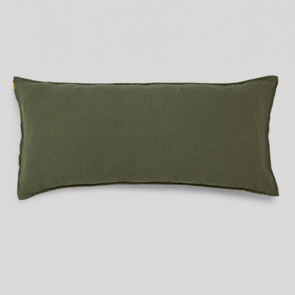 Large Cushion in Cotton Gauze - Caper Green