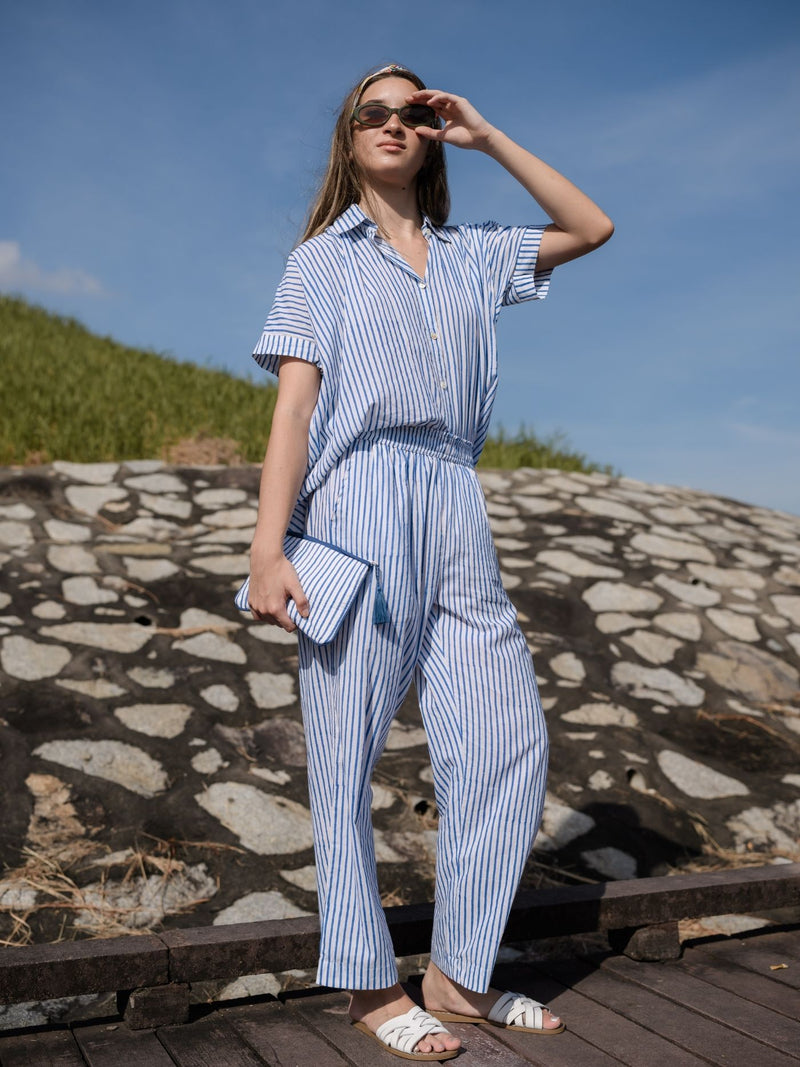 Striped Pants - Navy/White