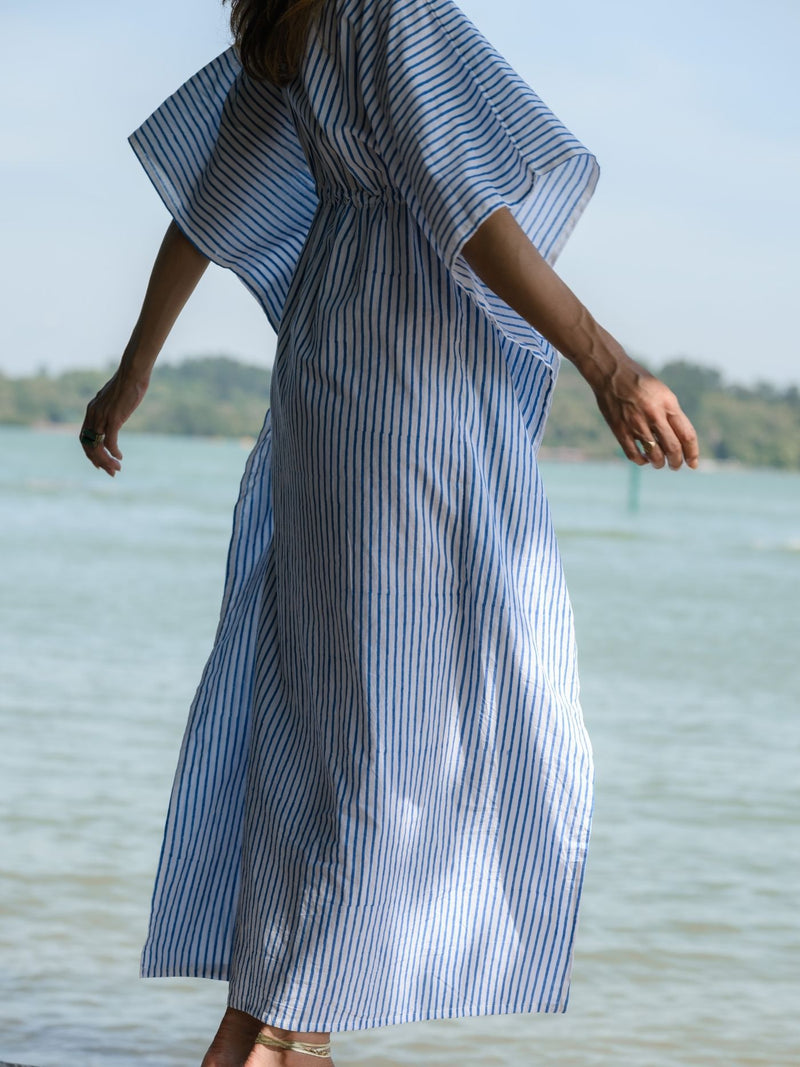 Striped Kaftan - Navy/White