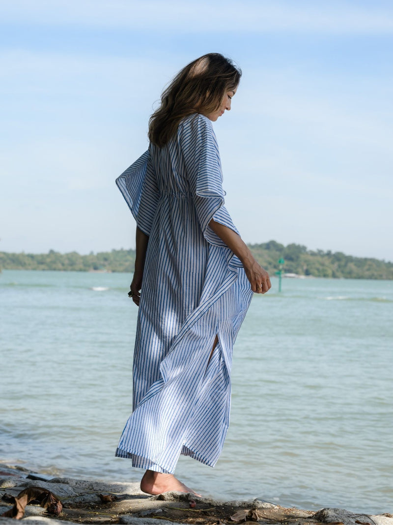 Striped Kaftan - Navy/White