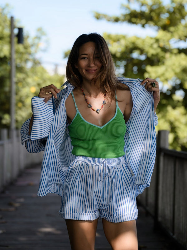 Striped Shorts - Navy/White