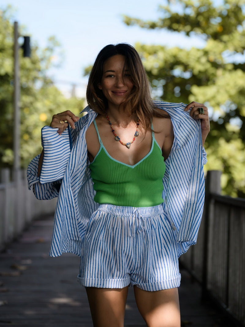 Striped Shorts - Navy/White
