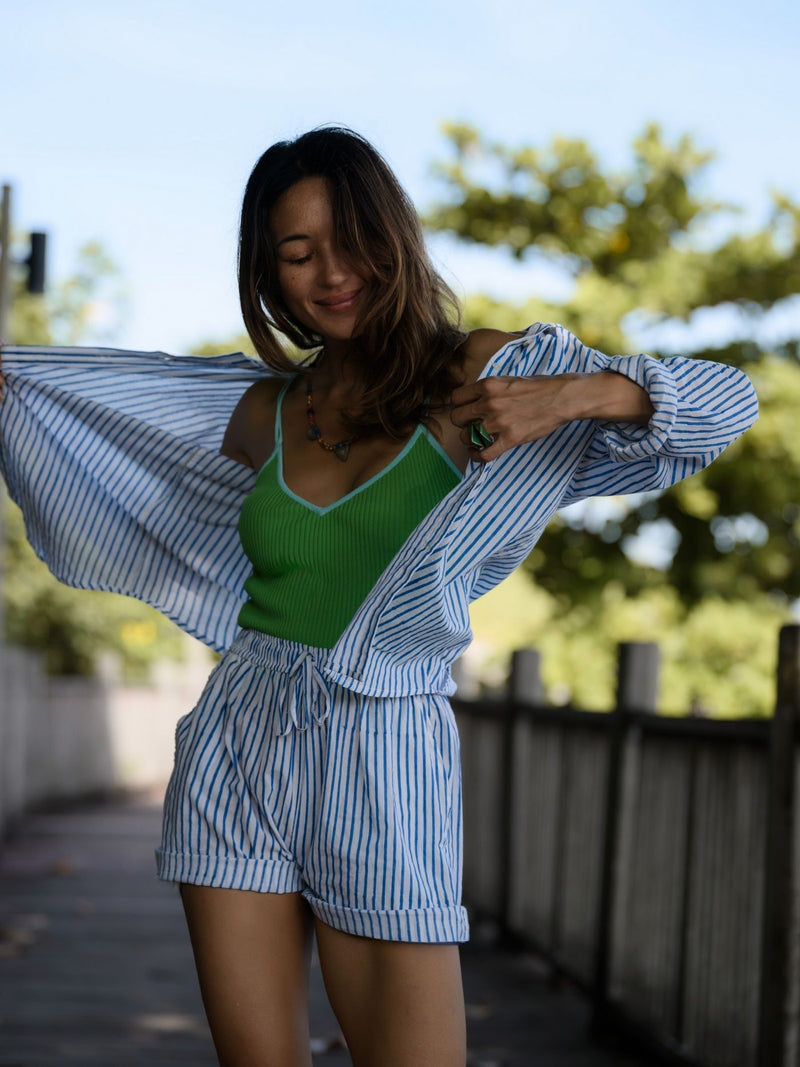 Striped Shorts - Navy/White