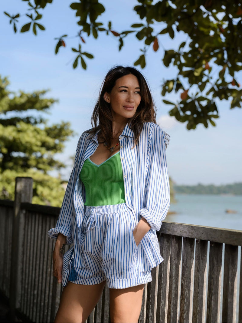 Striped Shorts - Navy/White