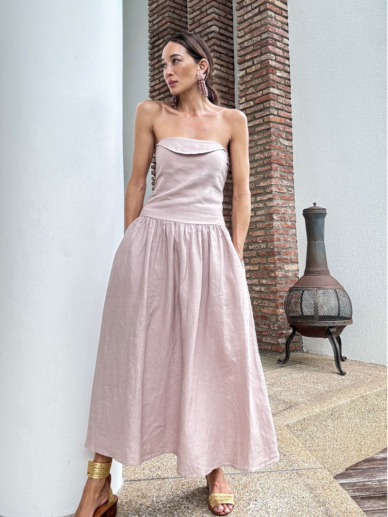 Strapless Dress - Ash Pink