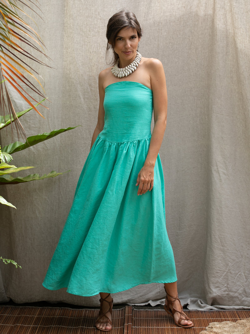 Strapless Dress - Emerald