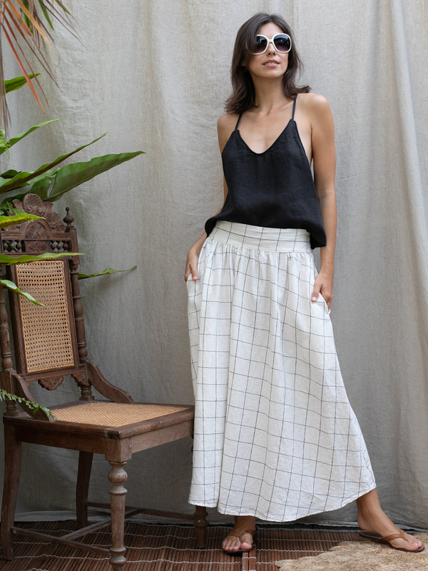 Long Skirt - Black Grid