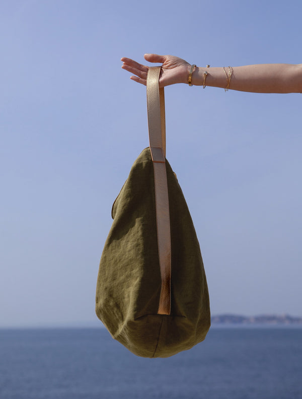 Linen Tote Bag- Khaki